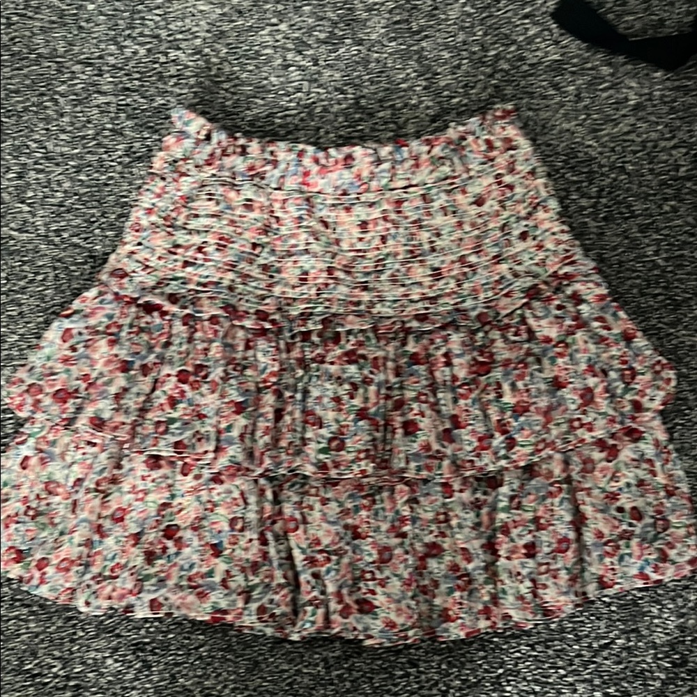 Cream Mini Tiered Skirt Casual Resort Wear